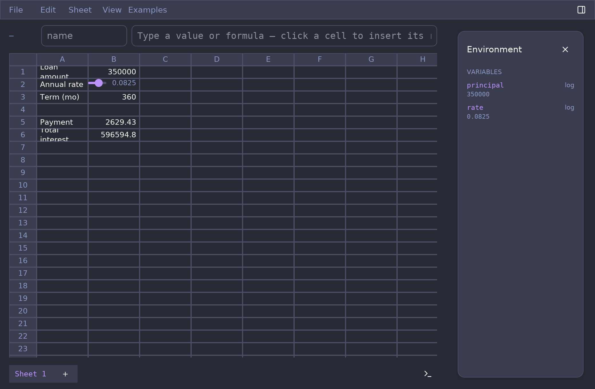 The cross-platform Rust app's grid with the environment inspector