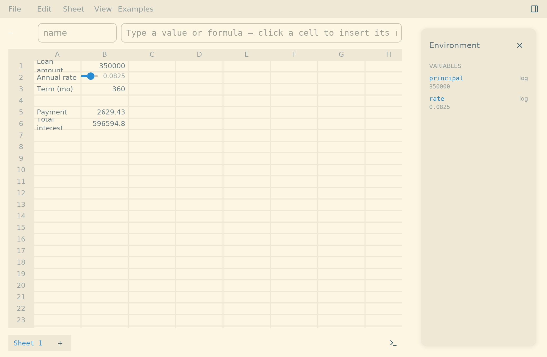 The cross-platform Rust app's grid with the environment inspector