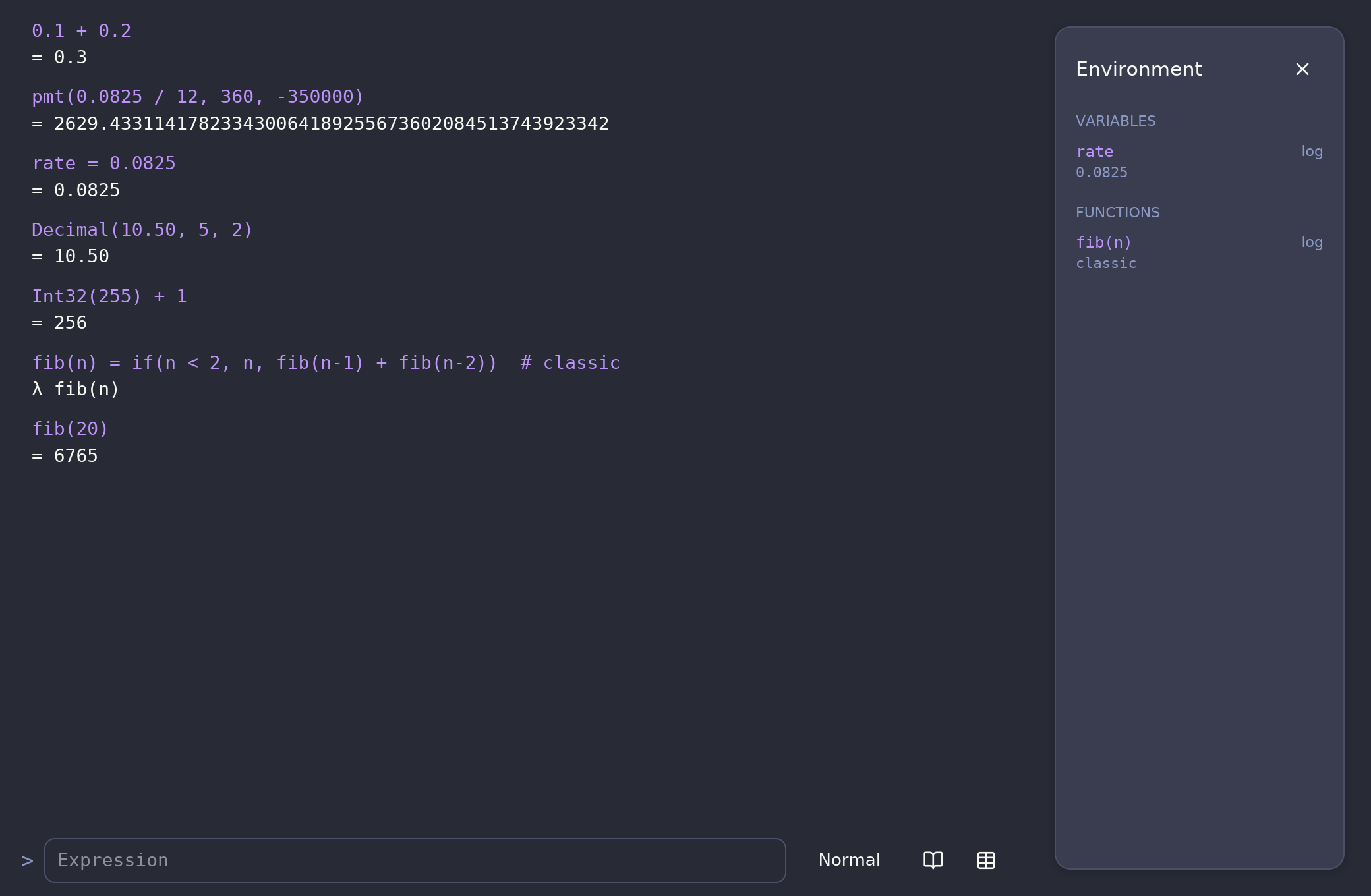 The cross-platform Rust app's log with the environment inspector